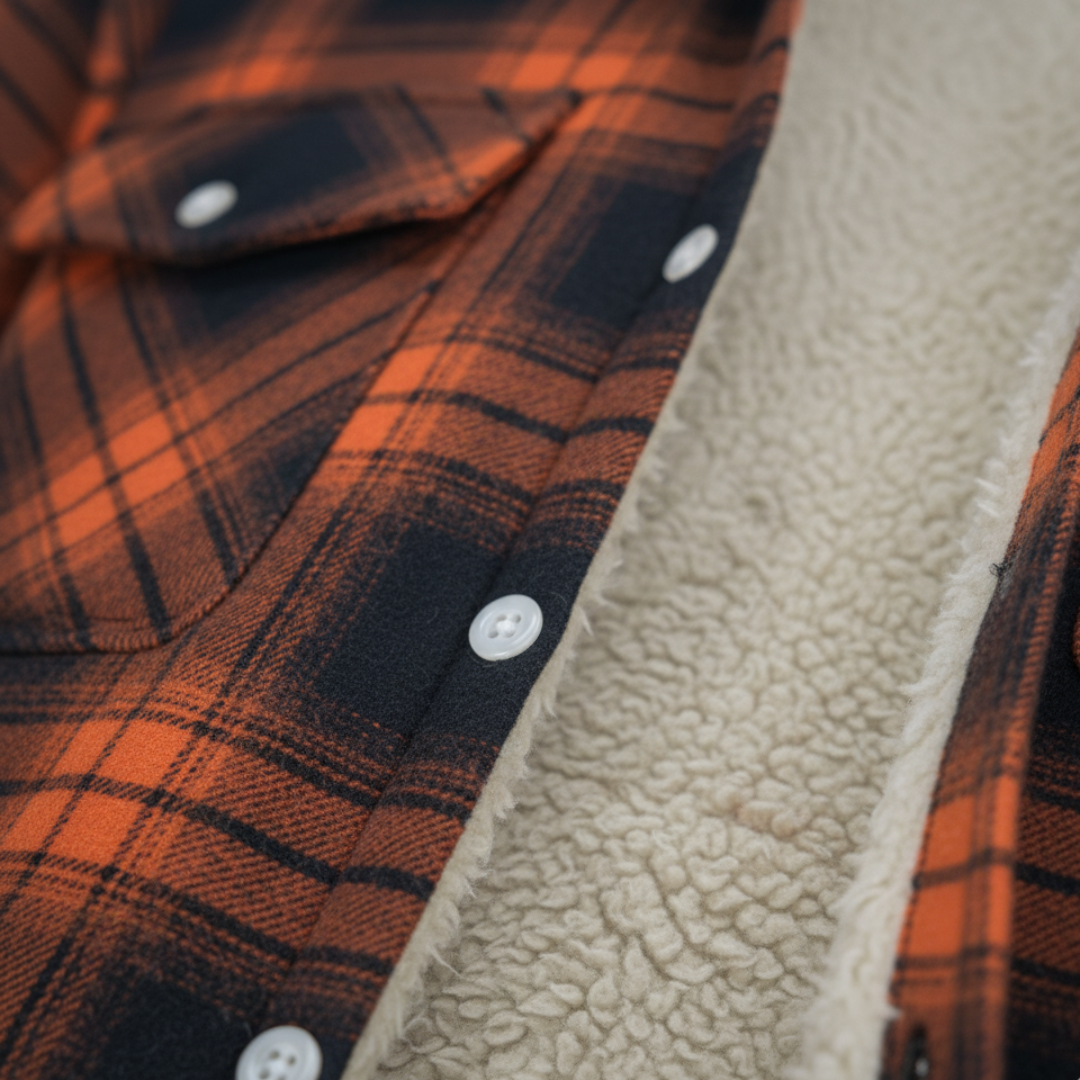 Truffel™ - Rutigt Truckerjacka med Fleecefoder