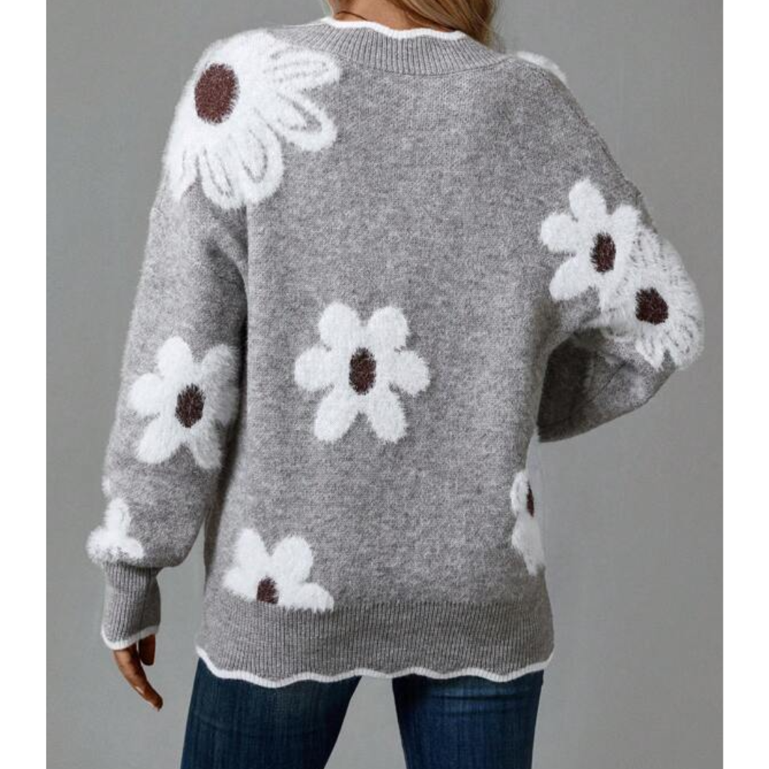 Saskia | V-ringad tröja med blommönster