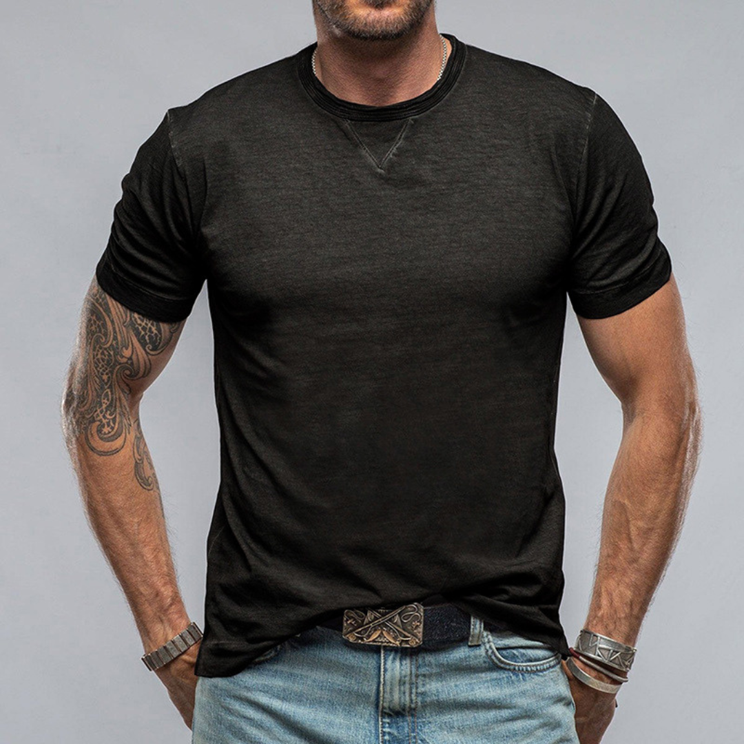 Casual T-shirt med rund hals och kort ärm i bomull för män