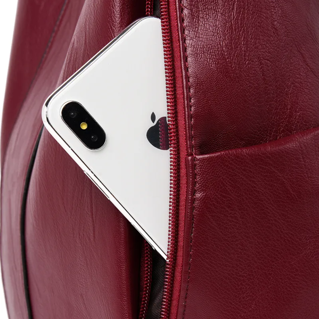 Stöldskyddad ryggsäck och axelremsväska för damer i ett - PU-läder och konvertibel design