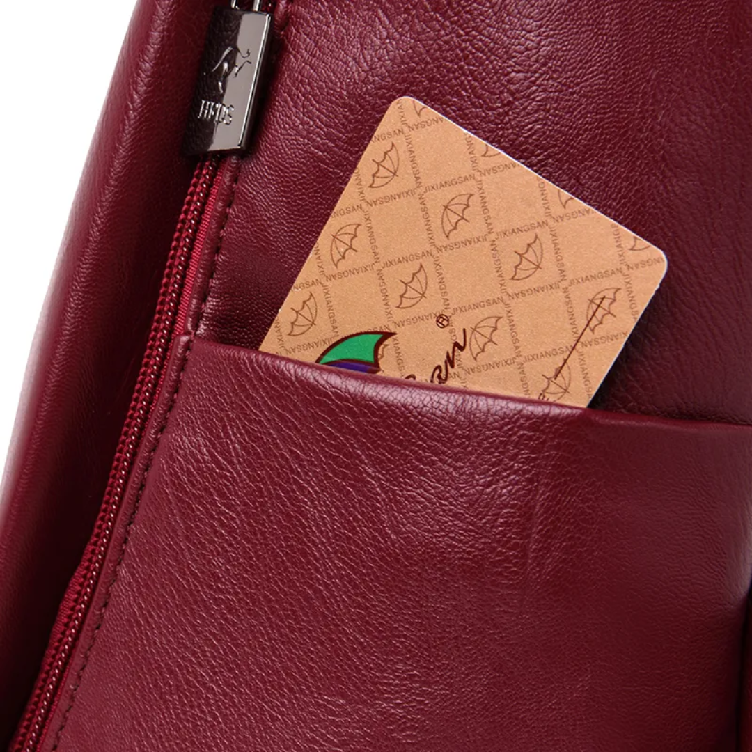 Stöldskyddad ryggsäck och axelremsväska för damer i ett - PU-läder och konvertibel design