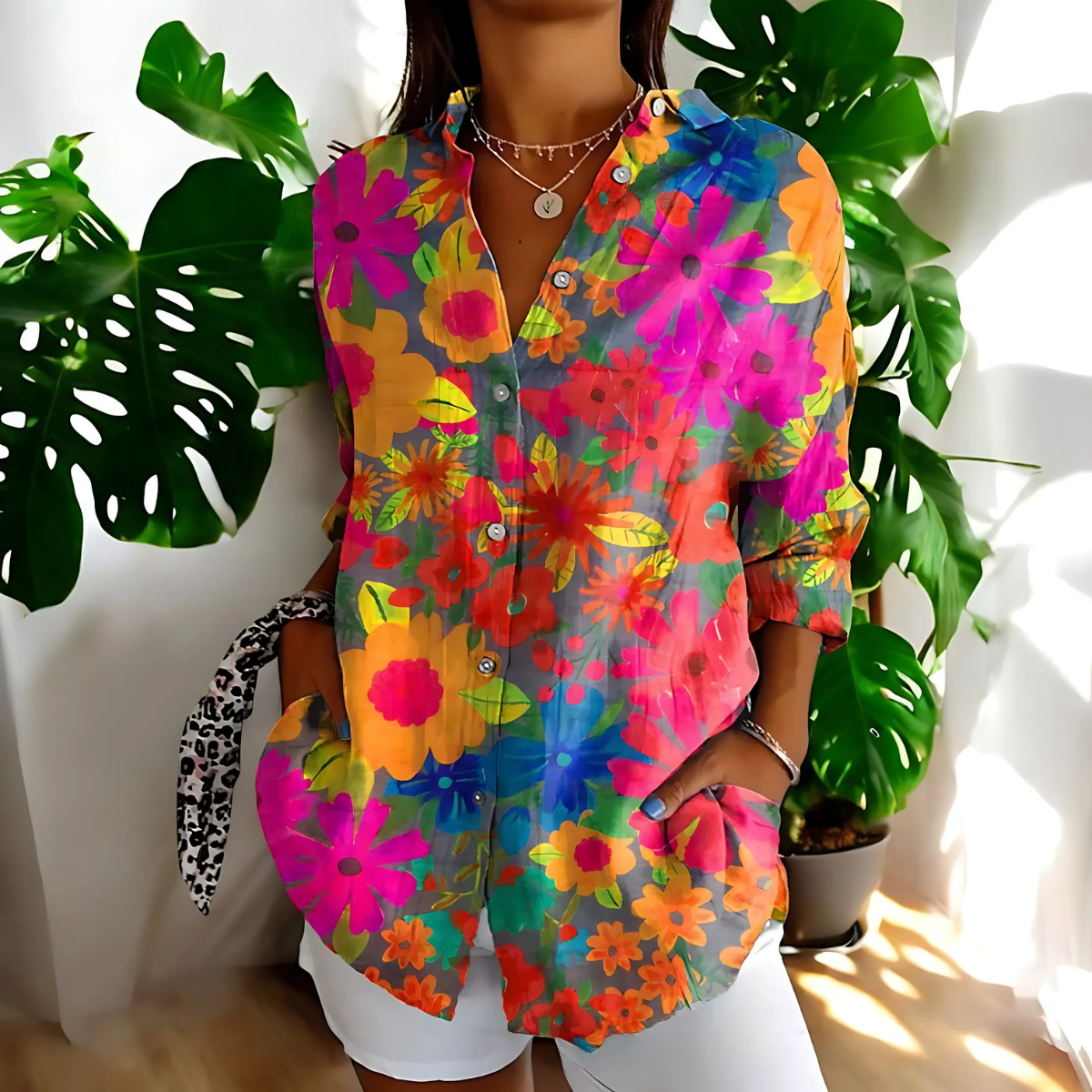 Soraya™ | Vintage Blus med Blommigt Motiv (SLUTSÅLD)
