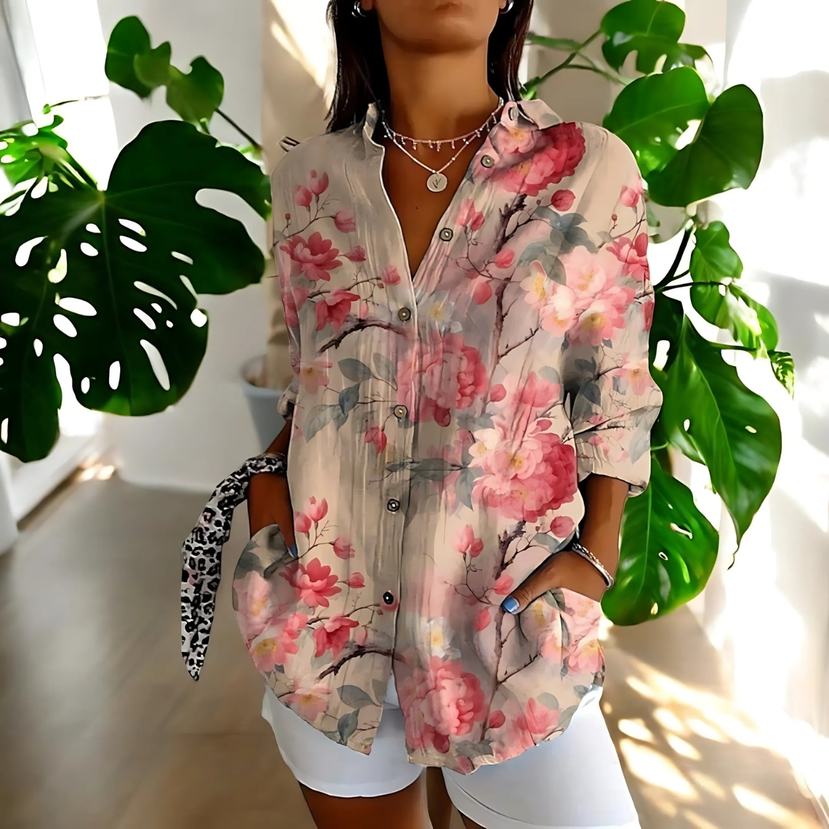Soraya™ | Vintage Blus med Blommigt Motiv (SLUTSÅLD)