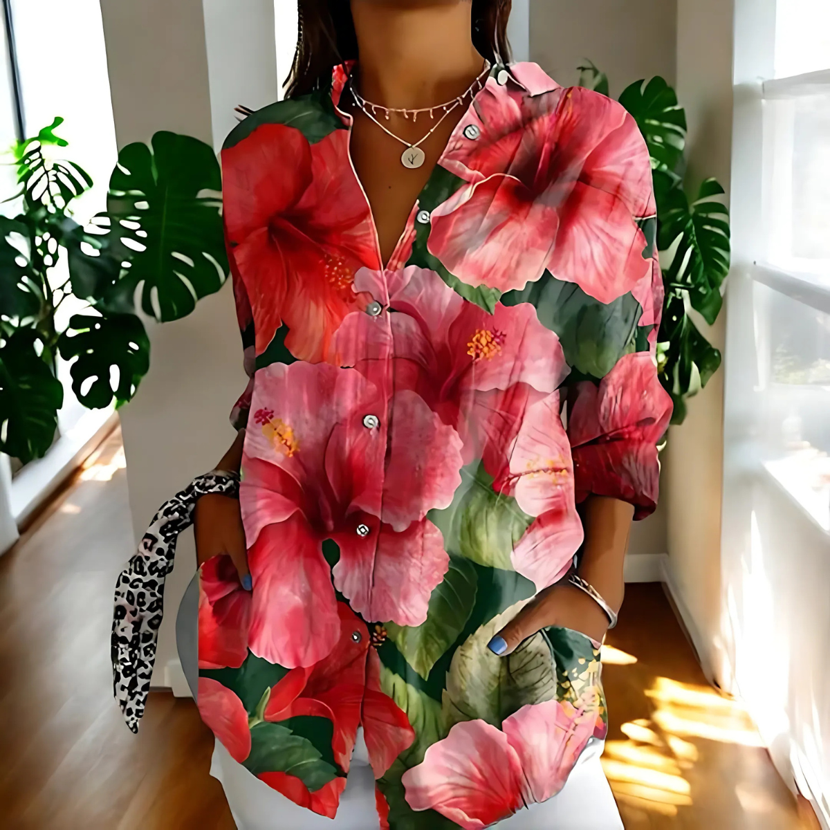 Soraya™ | Vintage Blus med Blommigt Motiv (SLUTSÅLD)