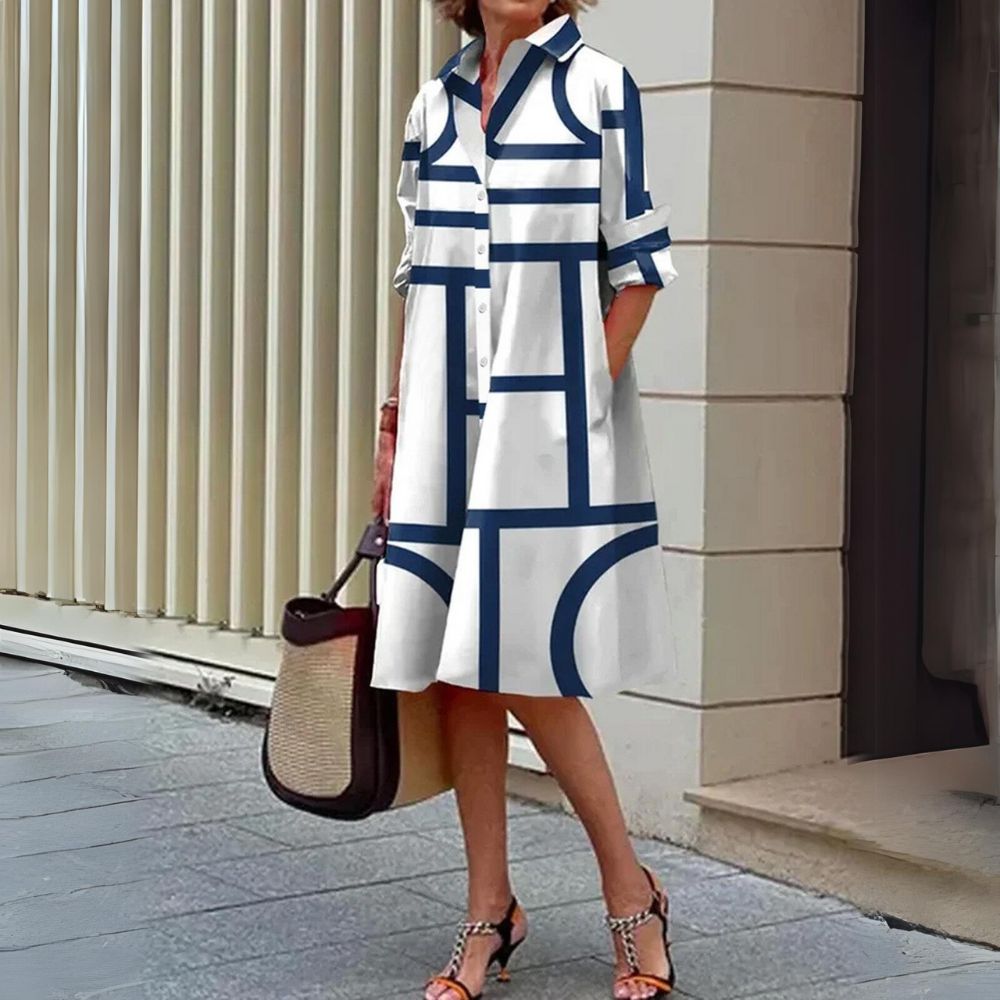 Striped Print Midi Dress