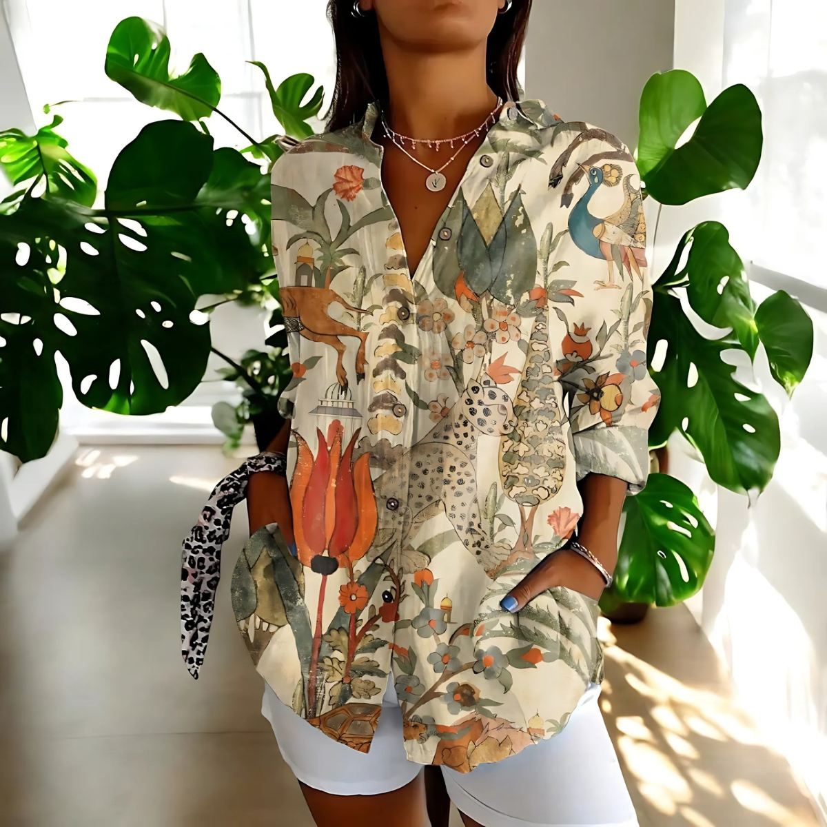 Soraya™ | Vintage Blus med Blommigt Motiv (SLUTSÅLD)