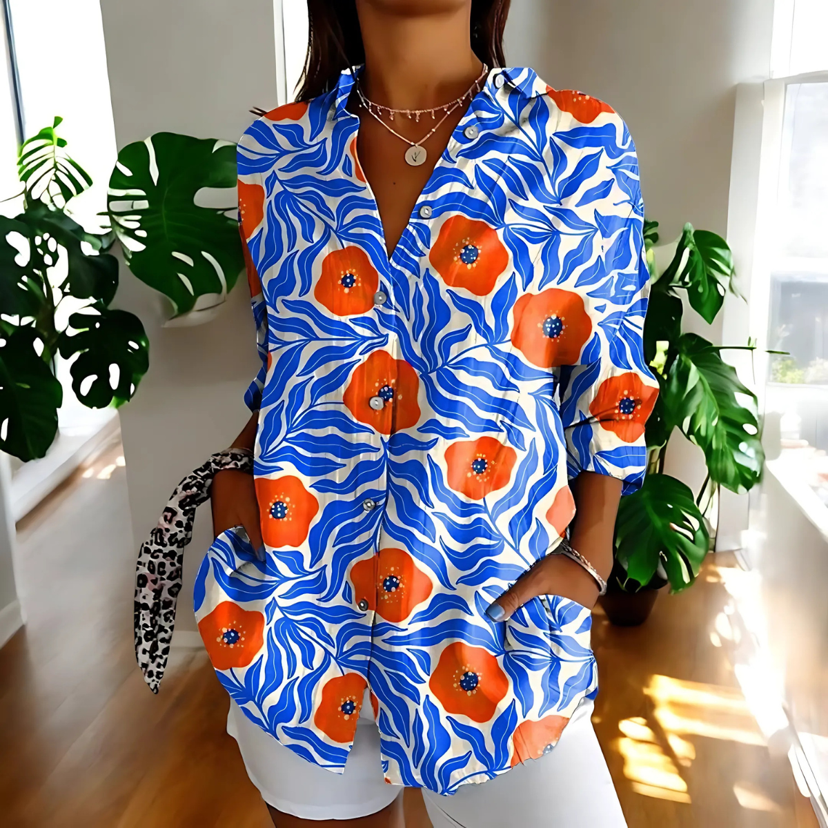 Soraya™ | Vintage Blus med Blommigt Motiv (SLUTSÅLD)
