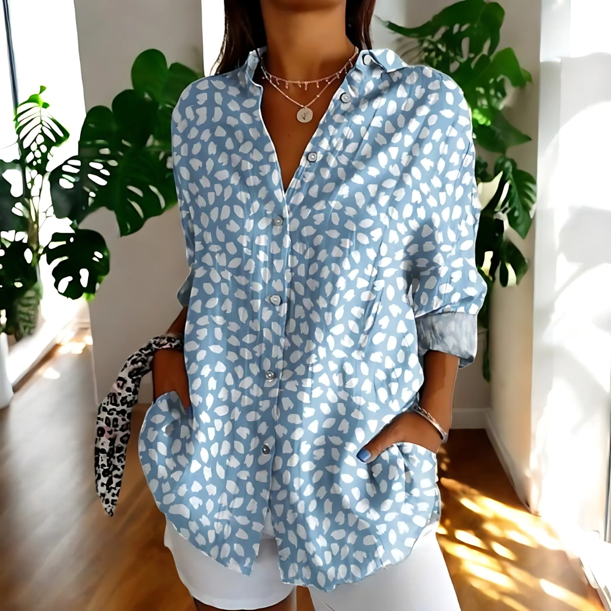 Soraya™ | Vintage Blus med Blommigt Motiv (SLUTSÅLD)