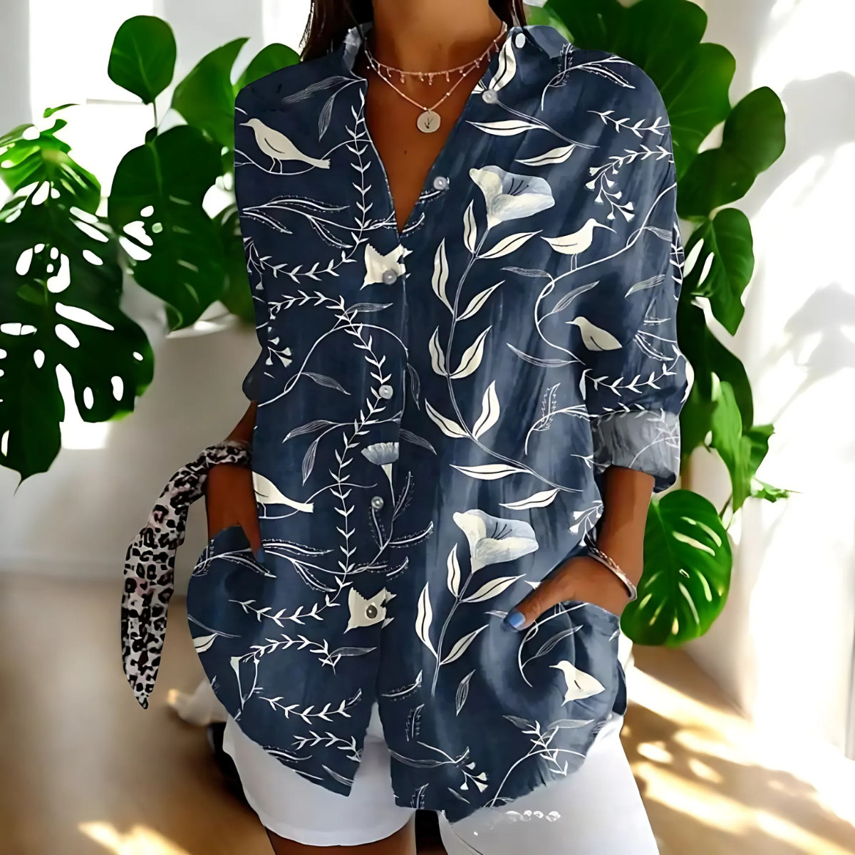 Soraya™ | Vintage Blus med Blommigt Motiv (SLUTSÅLD)