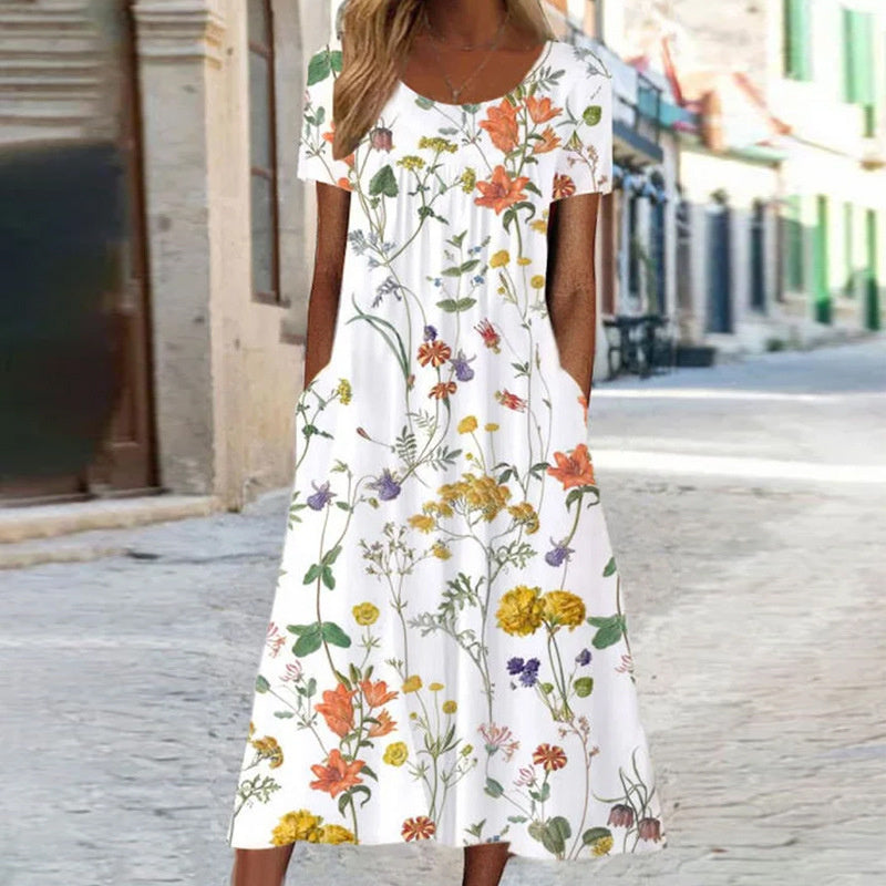 Laura | Boho Floral Dress with Tummy Cover