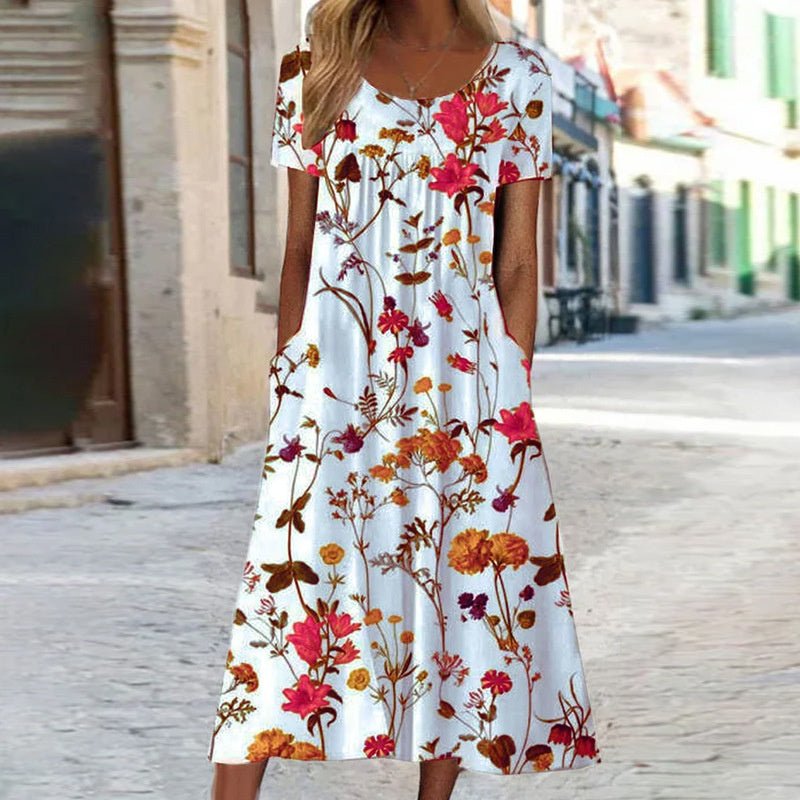 Laura | Boho Floral Dress with Tummy Cover