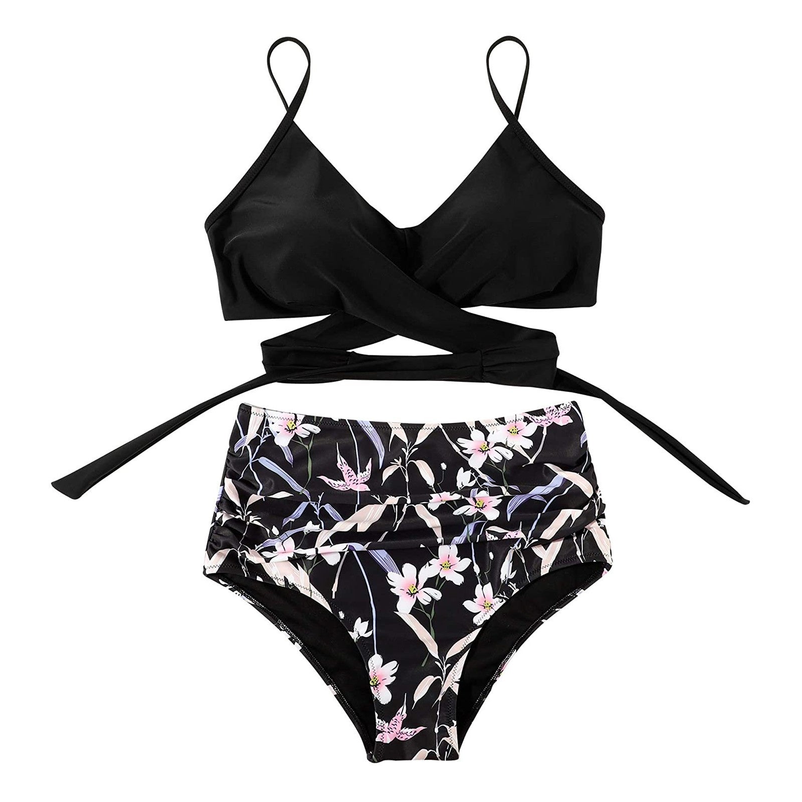 Trendigt bikiniset med hög midja - smickrande och bekväm baddräkt för kvinnor