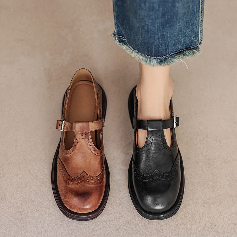 Eleganta Mary Janes i Läder