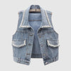 Elegant Pearl Denim Vest