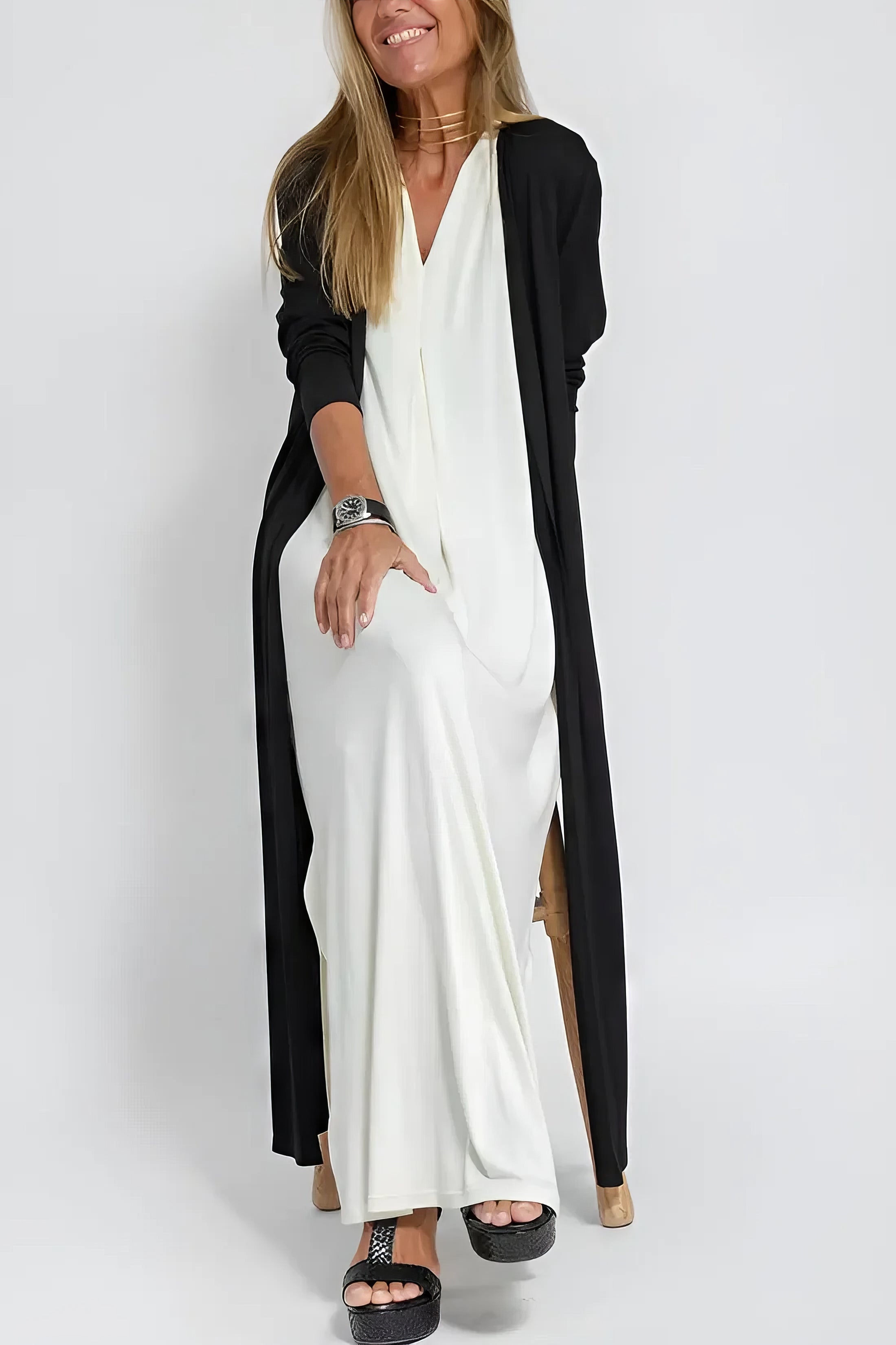 Elegant long dress + Cardigan