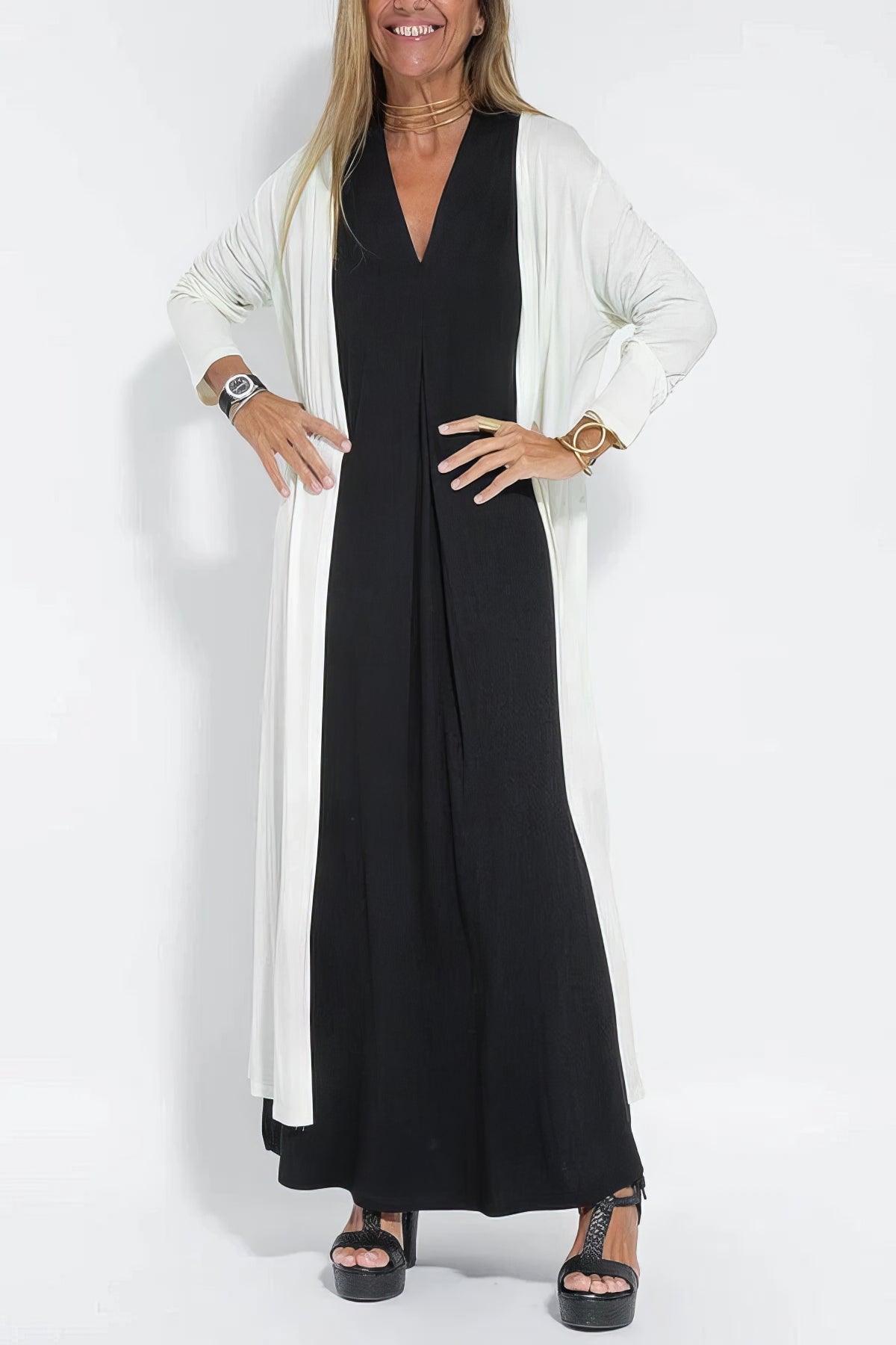 Elegant long dress + Cardigan