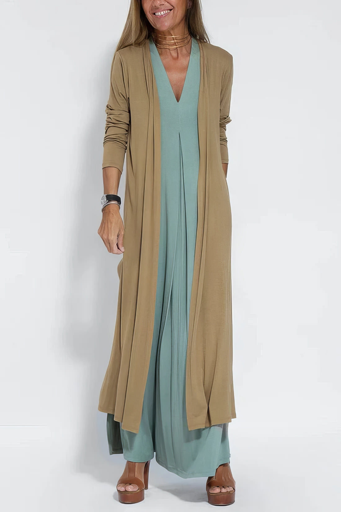 Elegant long dress + Cardigan